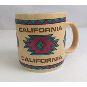 Vintage 1987 KSA California 3.5" Coffee Cup With Southwestern Aztec Design